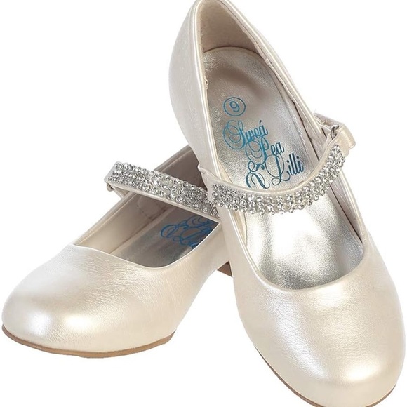 Swea Pea & Lilli girls formal Mary Janes Pearl White Rhinestones Excellent 1 - Picture 8 of 8